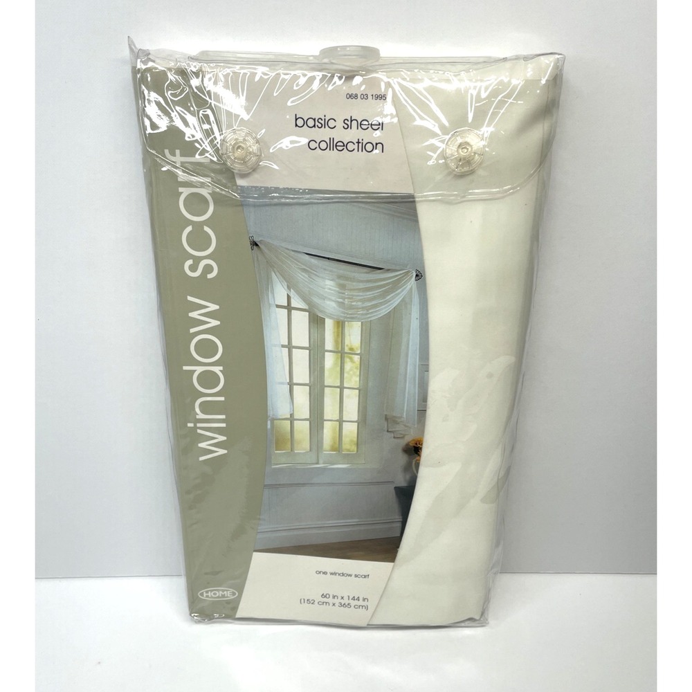 HOME Window Scarf Basic Sheer Collection 60"x144" Solid Scarf Sheer Ivory